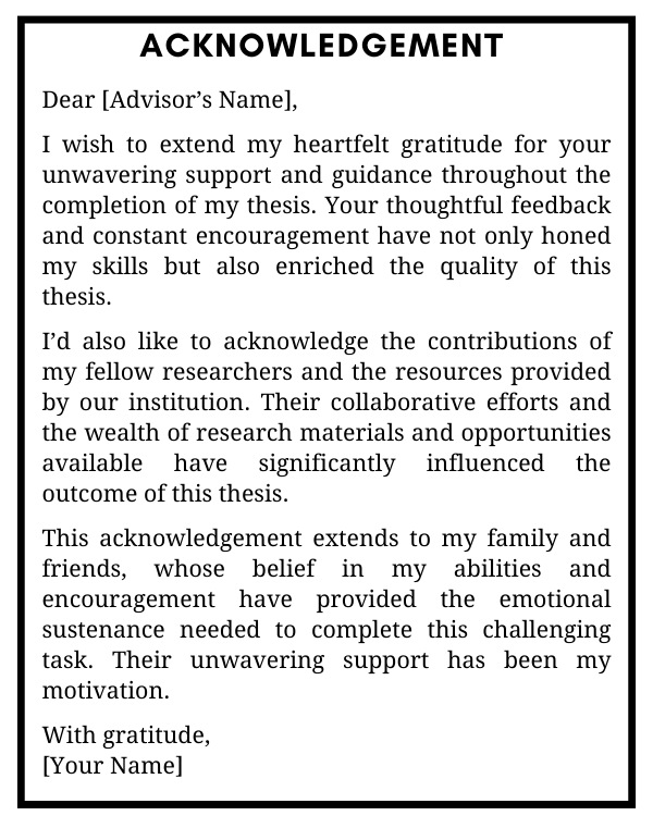 Sample Acknowledgement Letter for Thesis by AcademiaBees