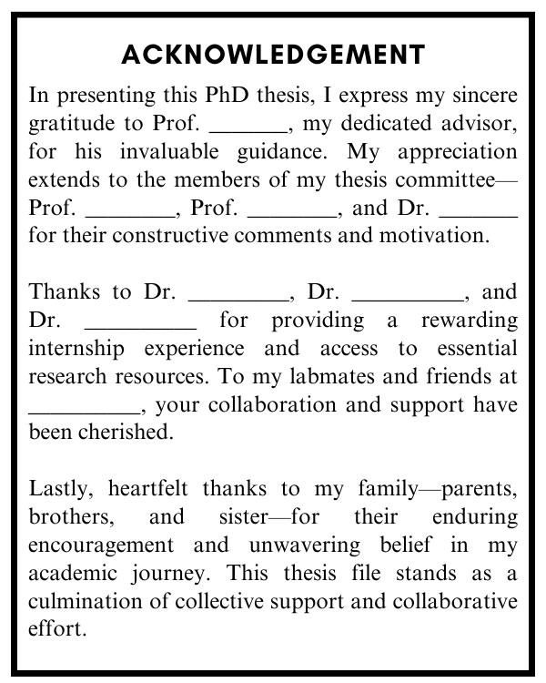 acknowledgement in thesis report