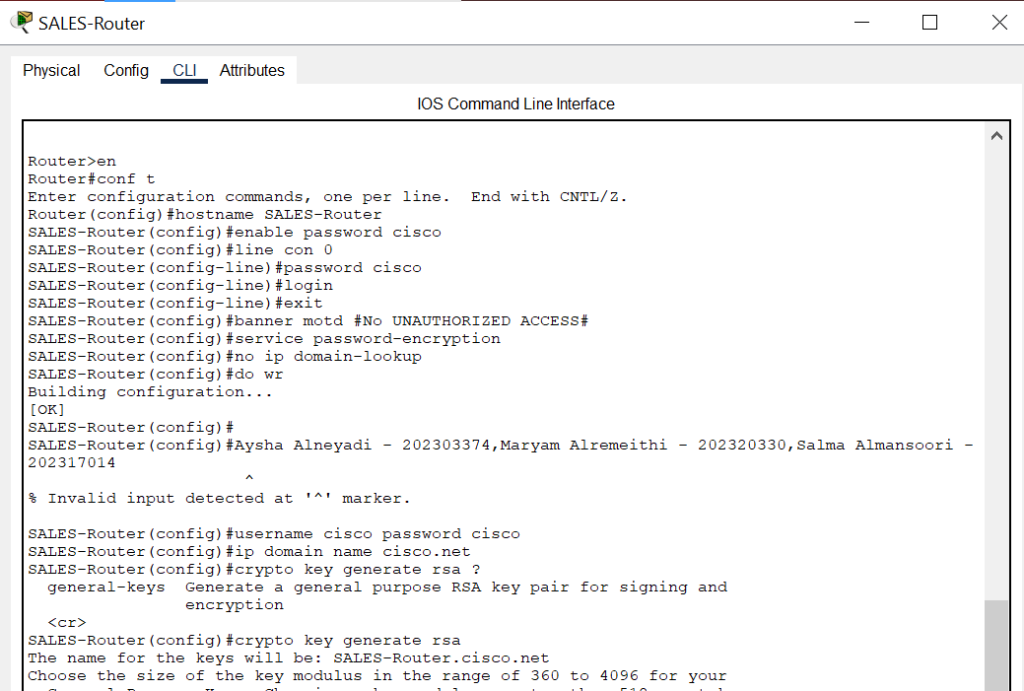 Basic Router Configuration Sales Dept