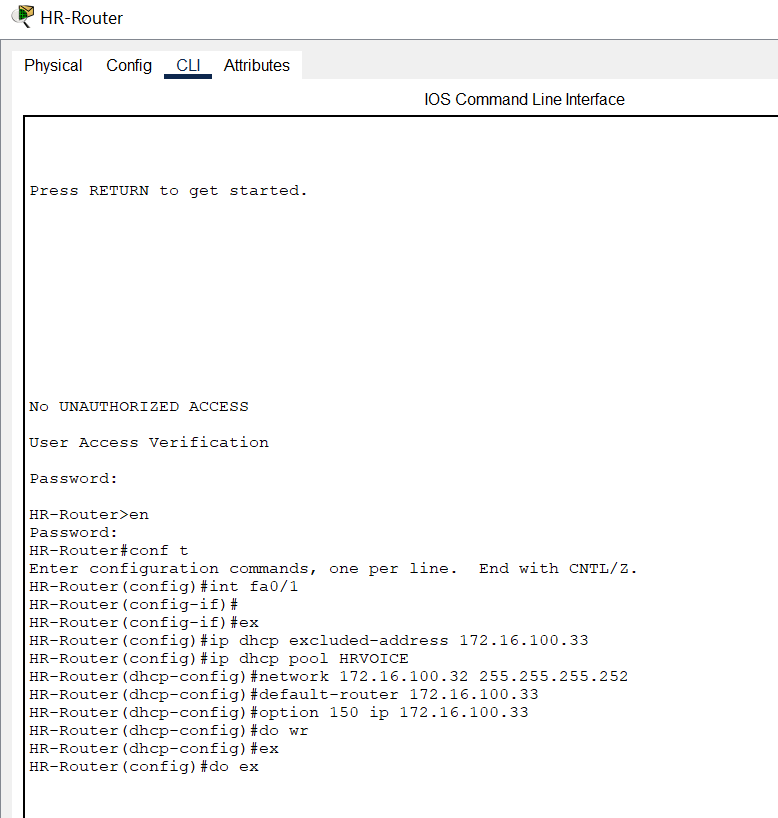 Configure DHCP pools HR Router