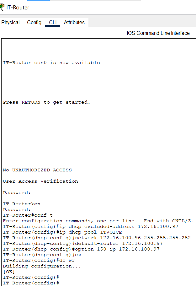 Configure DHCP pools IT Router