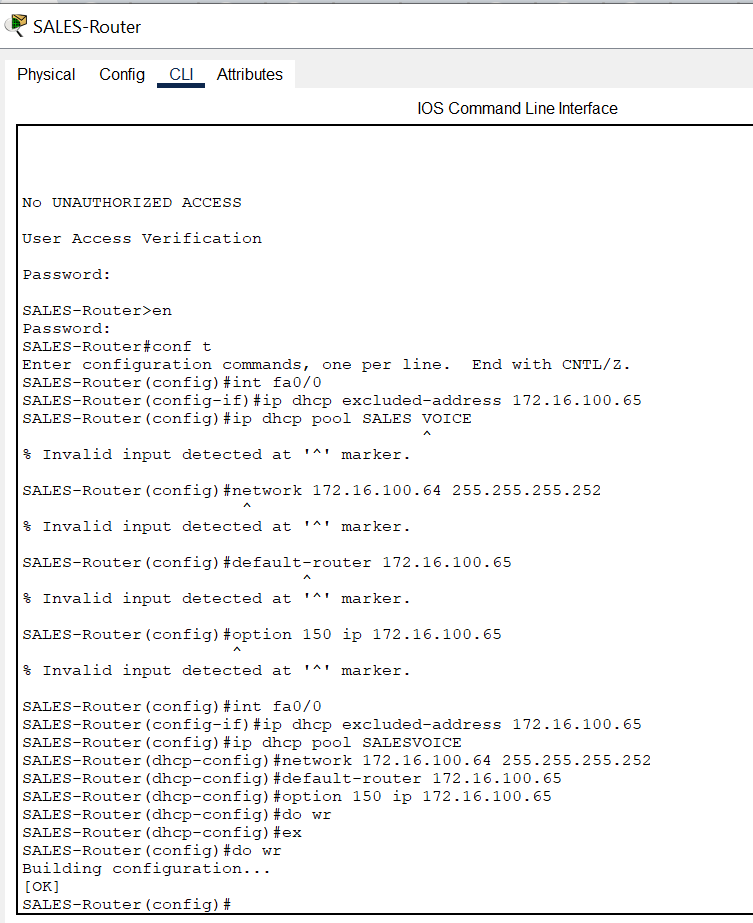 Configure DHCP pools Sales Router