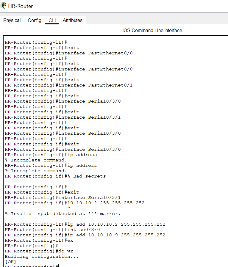 Static IPs for HR Dept Router