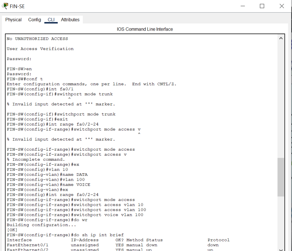 Vlan Configuration Finance Dept
