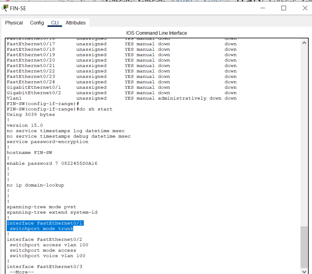 Vlan Configuration Finance Dept 2