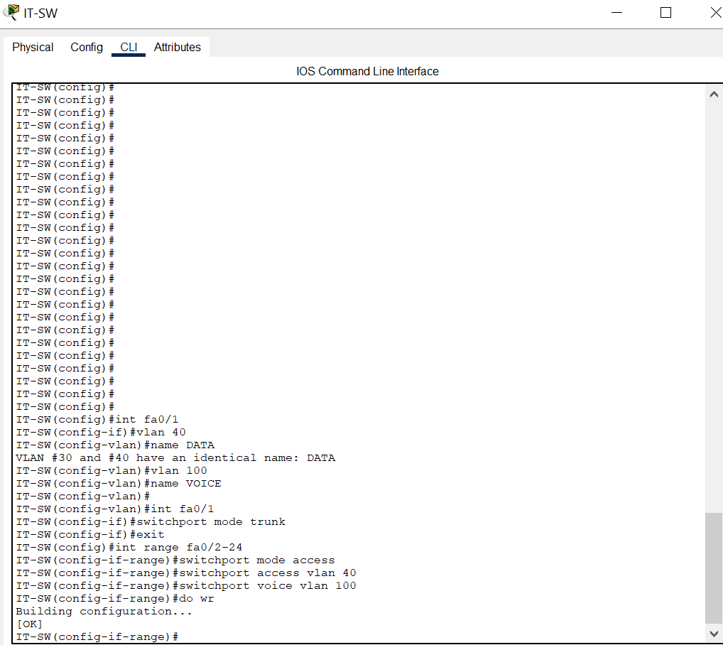 Vlan Configuration IT Dept