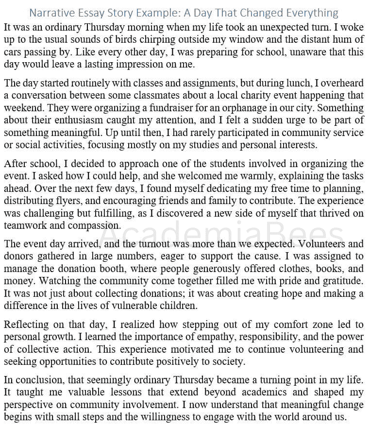 Narrative Essay Story Example: A Day That Changed Everything