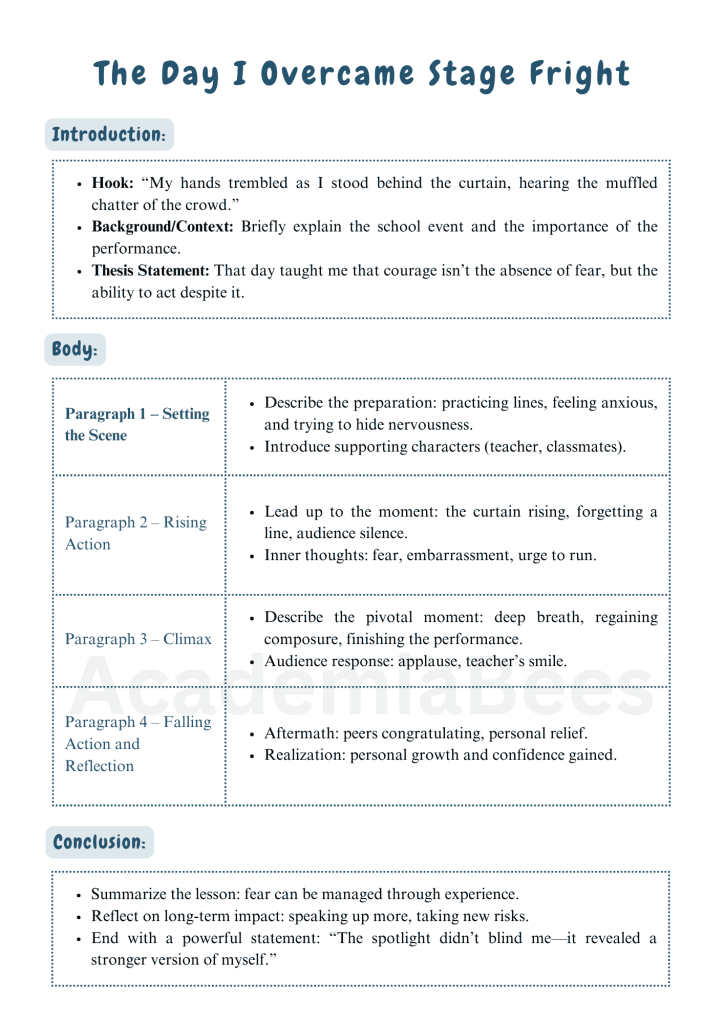 Sample Narrative Essay Outline
